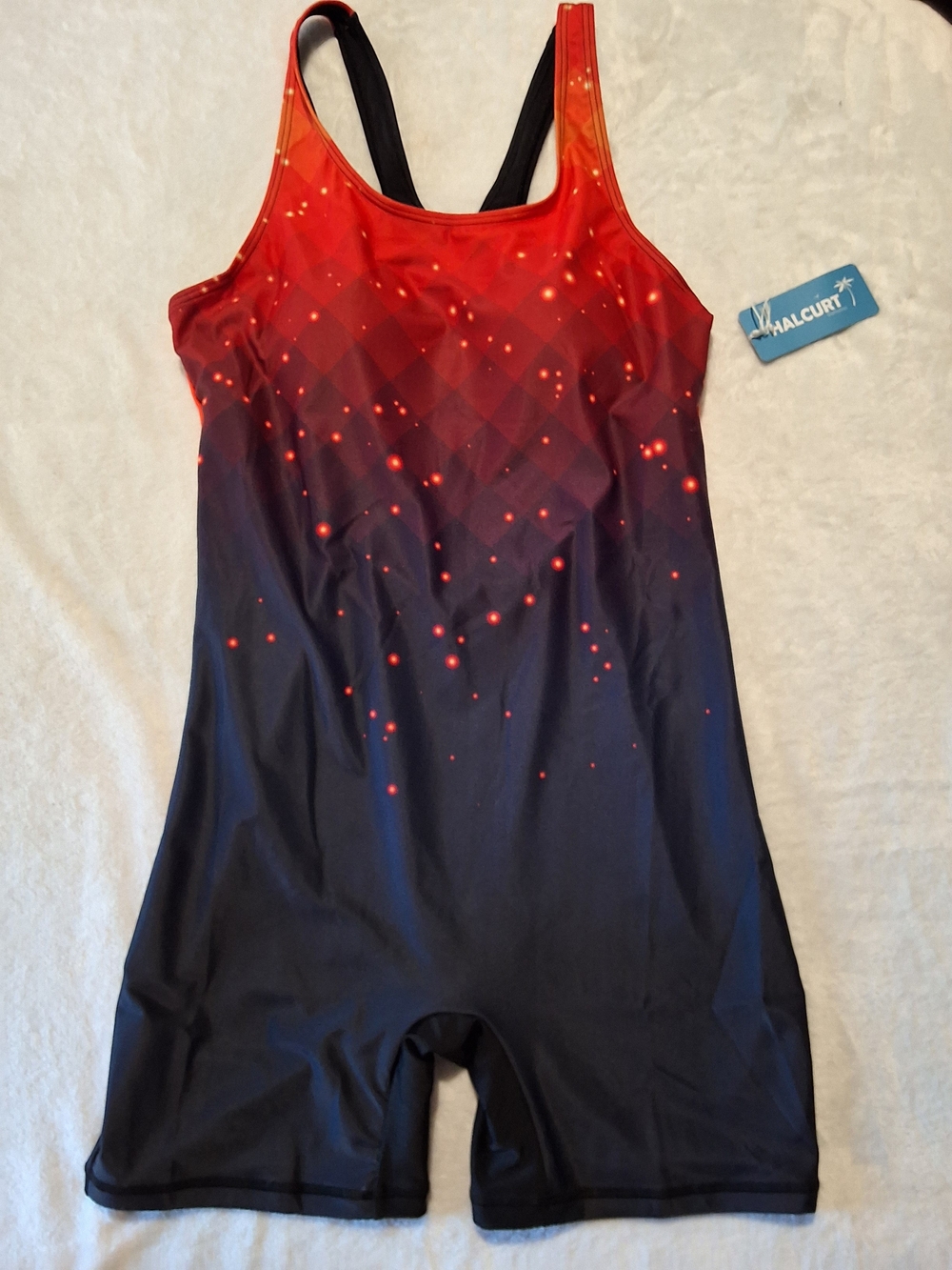 Halcurt Girls' Red to Black Gradient Athletic One-Piece Bodysuit